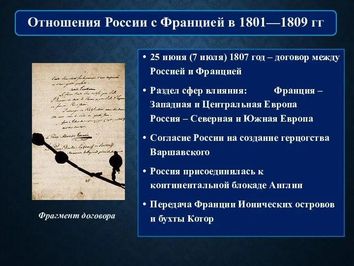 25 июня (7 июля) 1807 год – договор между Россией и