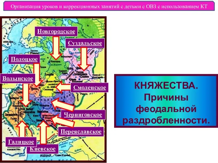 КНЯЖЕСТВА. Причины феодальной раздробленности. Организация уроков и коррекционных занятий с детьми с ОВЗ с использованием КТ