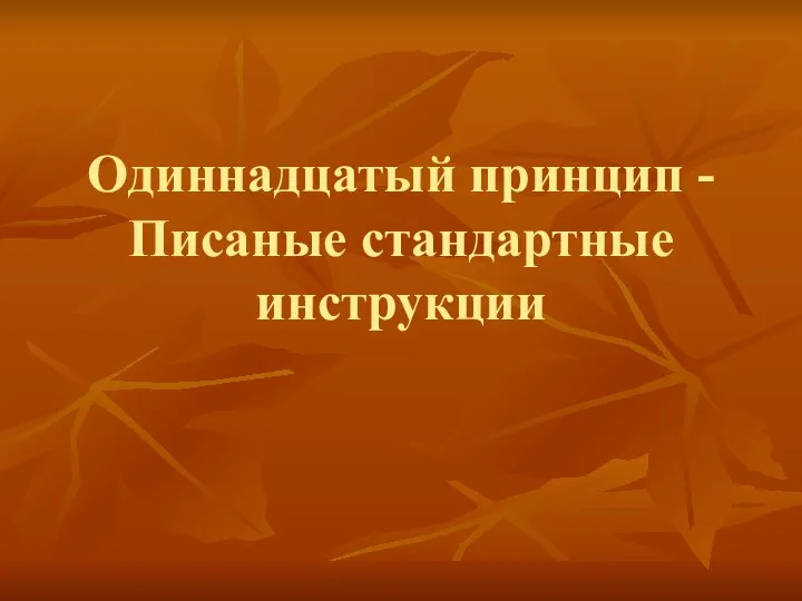 Одиннадцатый принцип - Писаные стандартные инструкции