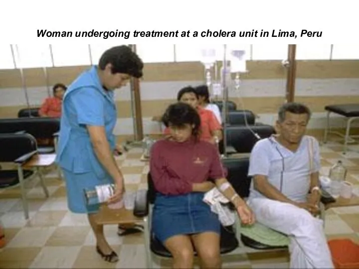 Woman undergoing treatment at a cholera unit in Lima, Peru