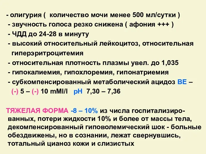 - олигурия ( количество мочи менее 500 мл/сутки ) - звучность