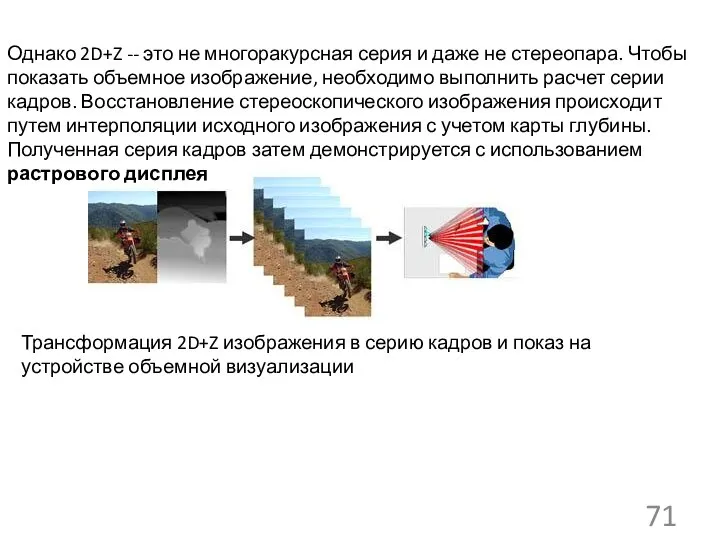 Трансформация 2D+Z изображения в серию кадров и показ на устройстве объемной