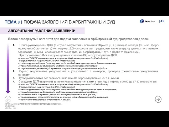 | АЛГОРИТМ НАПРАВЛЕНИЯ ЗАЯВЛЕНИЯ* Более развернутый алгоритм для подачи заявления в