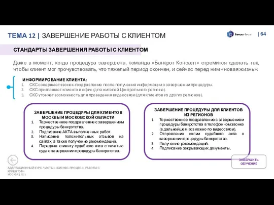 ТЕМА 12 | ЗАВЕРШЕНИЕ РАБОТЫ С КЛИЕНТОМ | АДАПТАЦИОННЫЙ КУРС. ЧАСТЬ