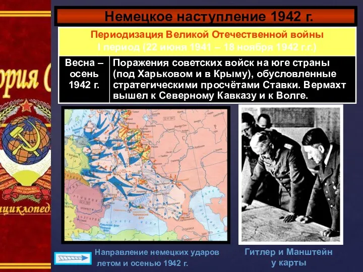 Немецкое наступление 1942 г. Направление немецких ударов летом и осенью 1942