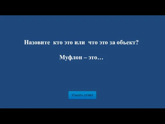 Узнать ответ Назовите кто это или что это за объект? Муфлон – это…