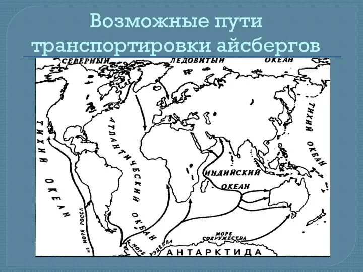 Возможные пути транспортировки айсбергов