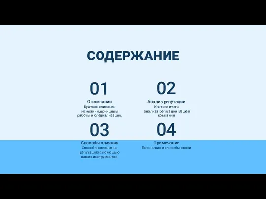 Примечание Пояснения и способы связи 04 Анализ репутации Краткие итоги анализа