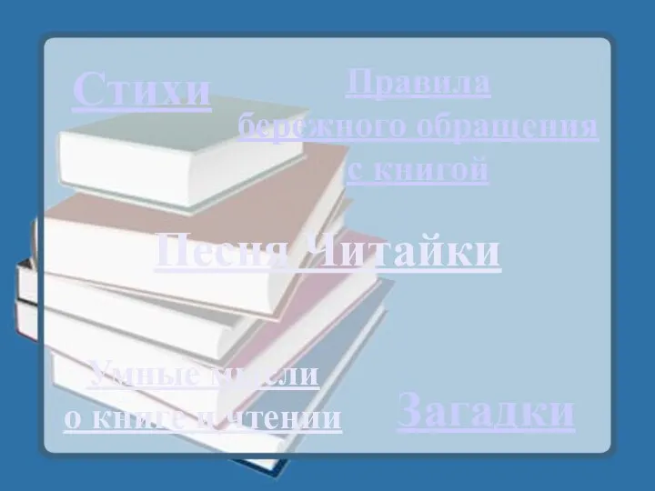 Стихи Правила бережного обращения с книгой Умные мысли о книге и чтении Загадки Песня Читайки