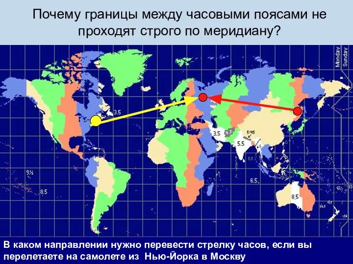 Почему границы между часовыми поясами не проходят строго по меридиану? В