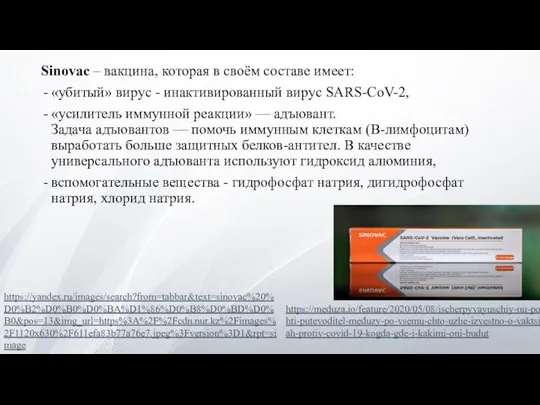 Sinovac – вакцина, которая в своём составе имеет: «убитый» вирус -