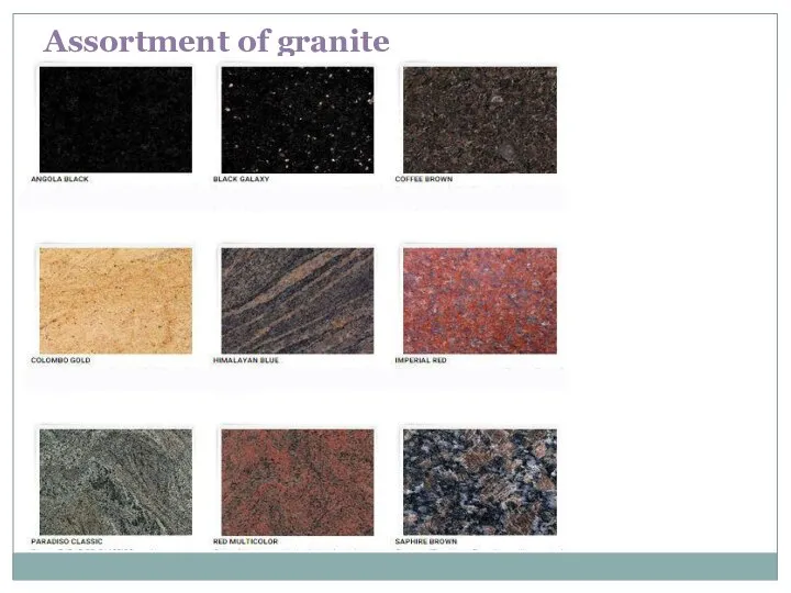 Assortment of granite