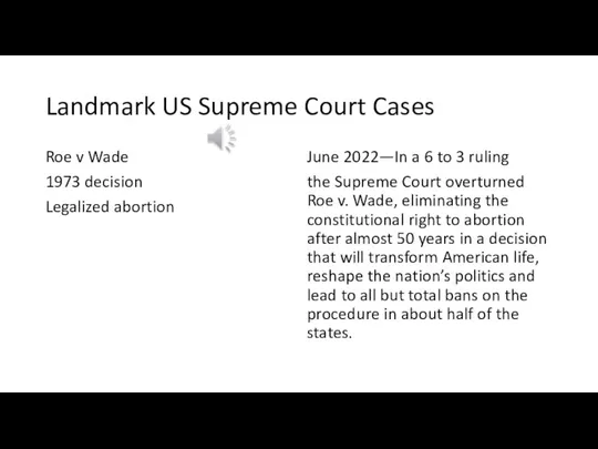 Landmark US Supreme Court Cases Roe v Wade 1973 decision Legalized