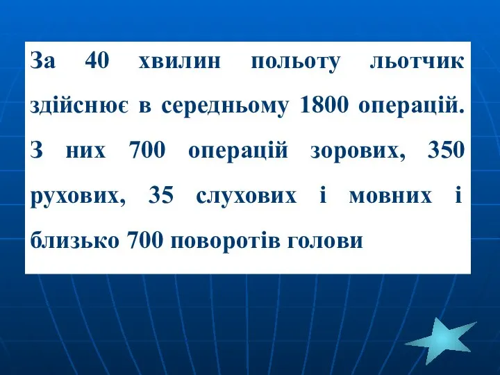 За 40 хвилин польоту льотчик здійснює в середньому 1800 операцій. З