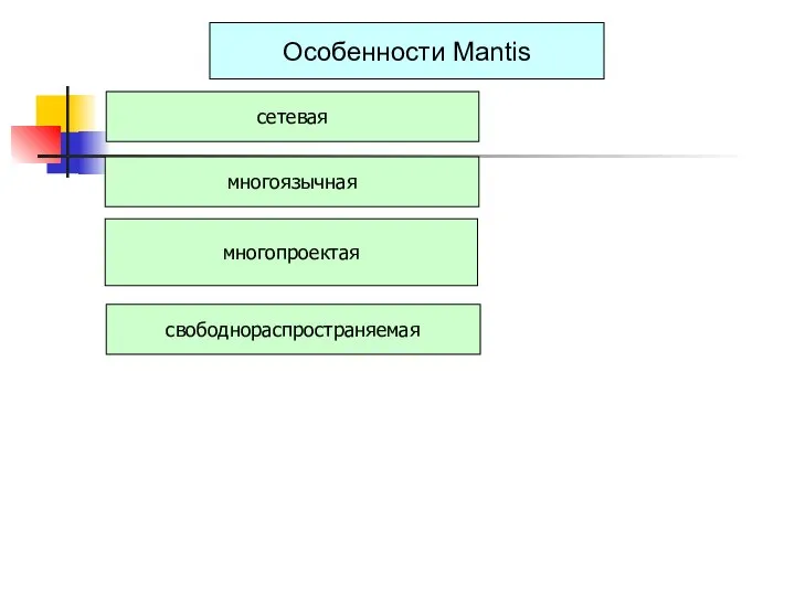 многоязычная многопроектая сетевая свободнораспространяемая Особенности Mantis