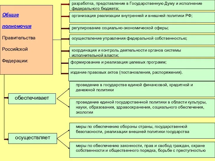 формирование и реализация целевых программ; издание правовых актов (постановления, распоряжения).