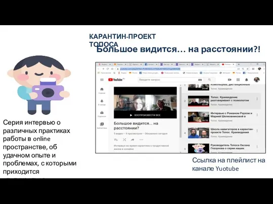 КАРАНТИН-ПРОЕКТ ТОПОСА Большое видится… на расстоянии?! Серия интервью о различных практиках