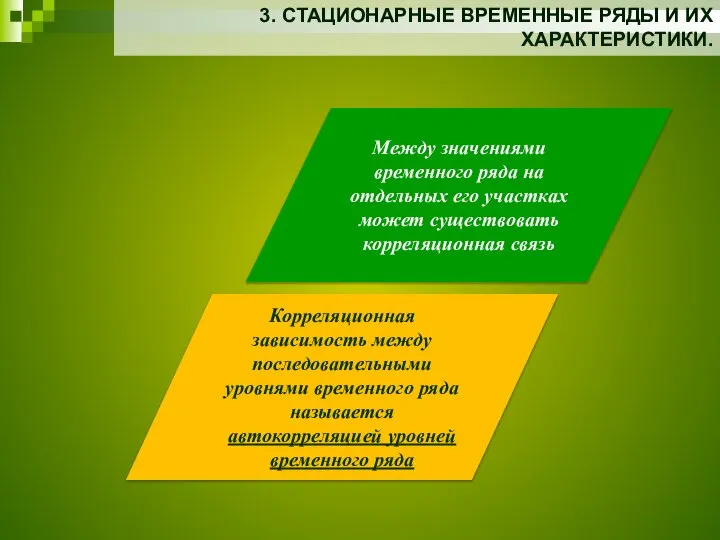 3. СТАЦИОНАРНЫЕ ВРЕМЕННЫЕ РЯДЫ И ИХ ХАРАКТЕРИСТИКИ. Между значениями временного ряда