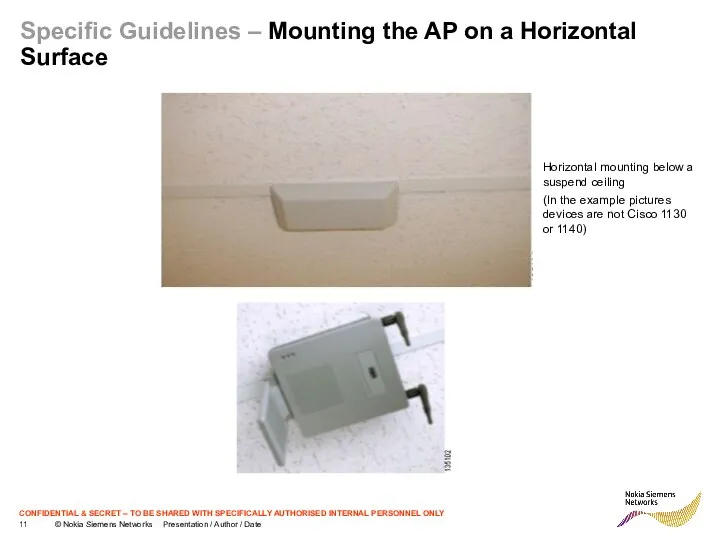 Specific Guidelines – Mounting the AP on a Horizontal Surface Horizontal