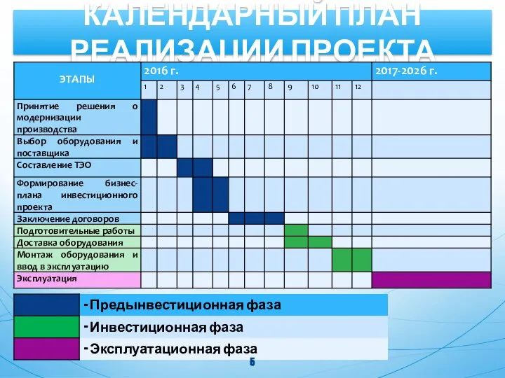 КАЛЕНДАРНЫЙ ПЛАН РЕАЛИЗАЦИИ ПРОЕКТА