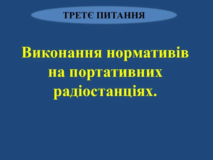 ТРЕТЄ ПИТАННЯ Виконання нормативів на портативних радіостанціях.