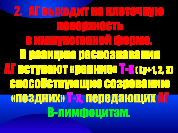 2. АГ выходит на клеточную поверхность в иммуногенной форме. В реакцию