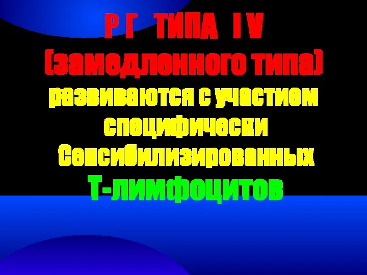 Р Г ТИПА I V (замедленного типа) развиваются с участием специфически Сенсибилизированных T-лимфоцитов