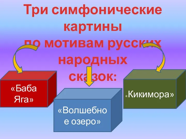 Три симфонические картины по мотивам русских народных сказок: «Баба Яга» «Волшебное озеро» «Кикимора»