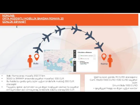 EXAMPLE NÜMUNƏ: ORTA MÜDDƏTLI MOBİLLİK BAKIDAN ROMAYA 20 GÜNLÜK SƏYAHƏT Bakı-Roma