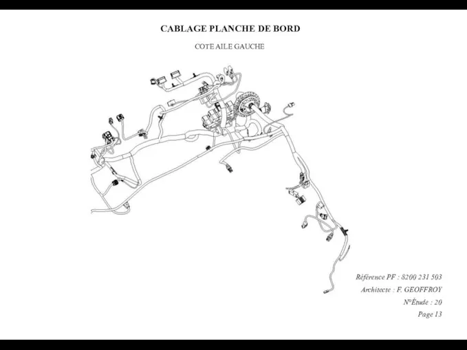 CABLAGE PLANCHE DE BORD Référence PF : 8200 231 503 Architecte