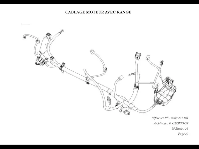 CABLAGE MOTEUR AVEC RANGE Référence PF : 8200 231 504 Architecte