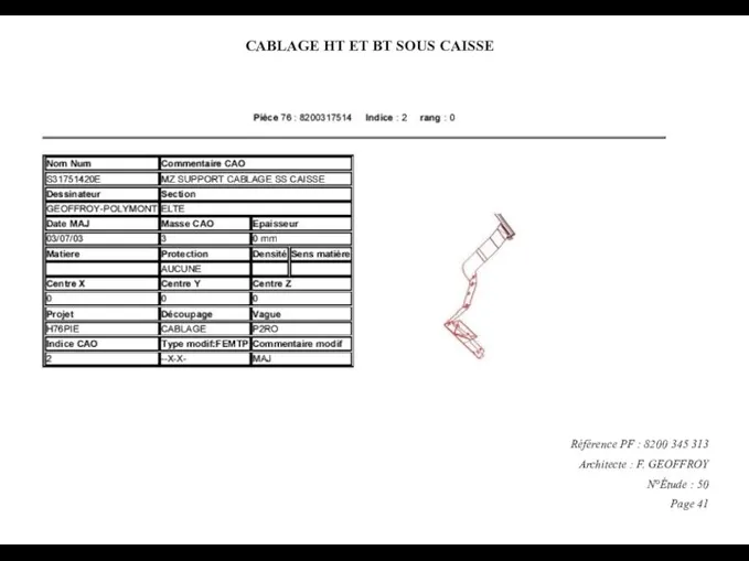 CABLAGE HT ET BT SOUS CAISSE Référence PF : 8200 345