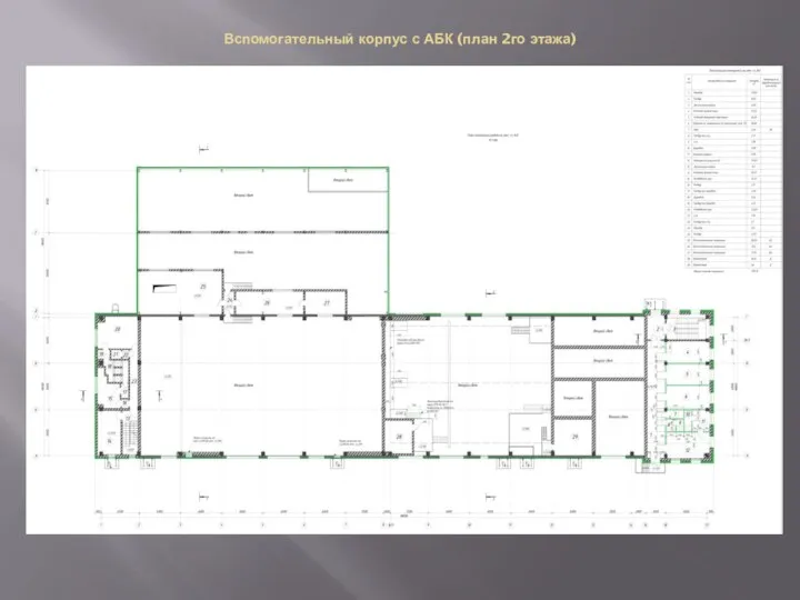 Вспомогательный корпус с АБК (план 2го этажа)