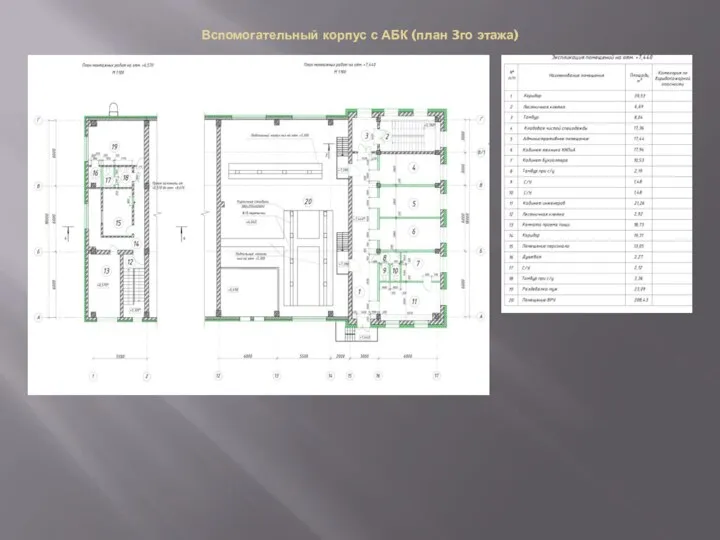 Вспомогательный корпус с АБК (план 3го этажа)