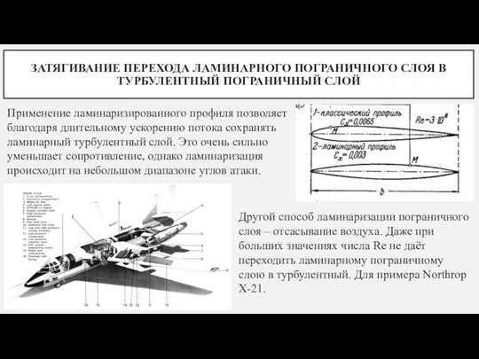 ЗАТЯГИВАНИЕ ПЕРЕХОДА ЛАМИНАРНОГО ПОГРАНИЧНОГО СЛОЯ В ТУРБУЛЕНТНЫЙ ПОГРАНИЧНЫЙ СЛОЙ Применение ламинаризированного