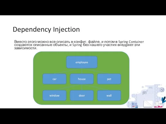 Dependency Injection Вместо этого можно все описать в конфиг. файле, и