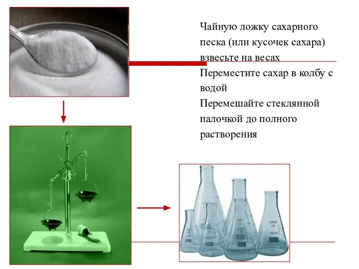 Чайную ложку сахарного песка (или кусочек сахара) взвесьте на весах Переместите