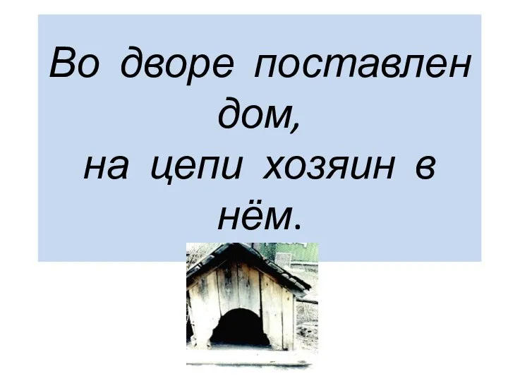 Во дворе поставлен дом, на цепи хозяин в нём.