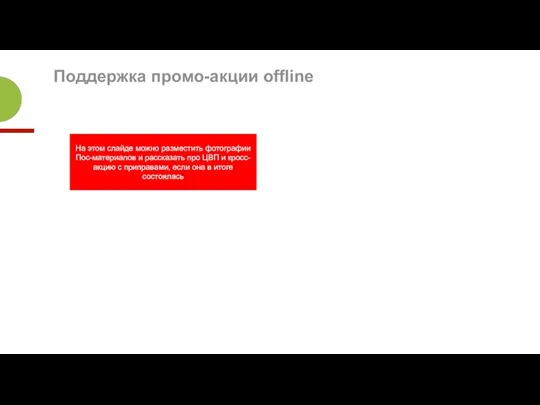 Поддержка промо-акции offline На этом слайде можно разместить фотографии Пос-материалов и