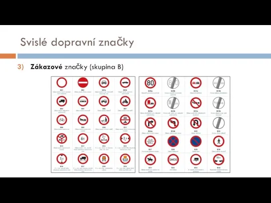 Svislé dopravní značky Zákazové značky (skupina B)