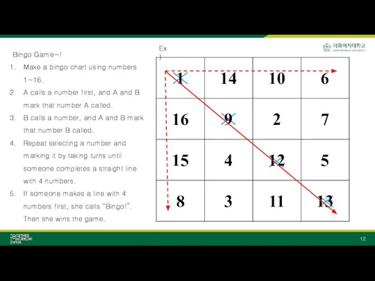 Bingo Game~! Make a bingo chart using numbers 1~16. A calls