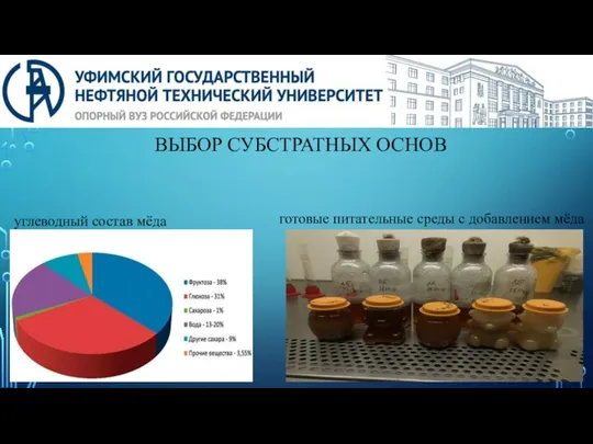 ВЫБОР СУБСТРАТНЫХ ОСНОВ углеводный состав мёда готовые питательные среды с добавлением мёда