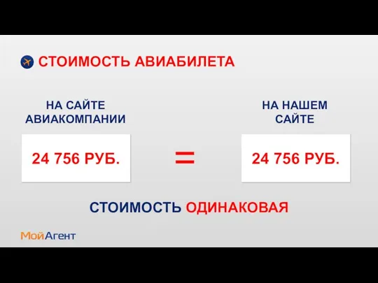 СТОИМОСТЬ АВИАБИЛЕТА НА САЙТЕ АВИАКОМПАНИИ 24 756 РУБ. НА НАШЕМ САЙТЕ