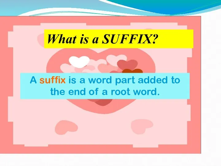 What is a SUFFIX? A suffix is a word part added