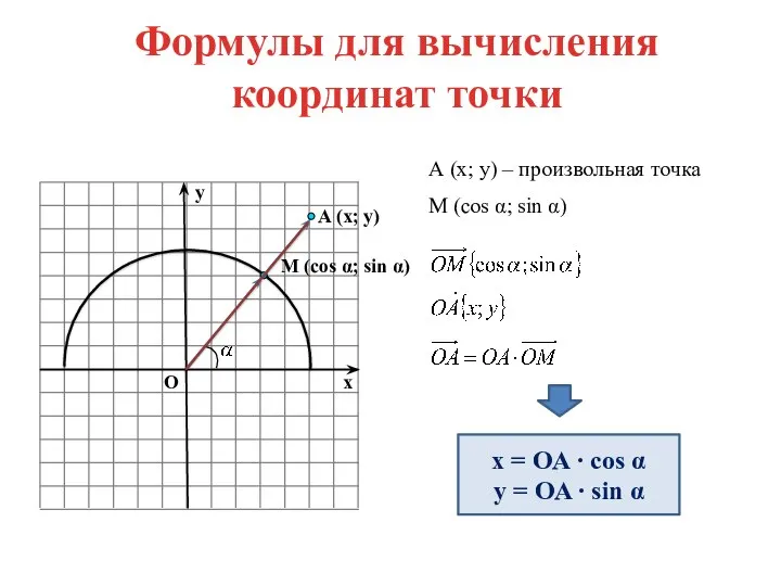 A (x; y) x y O M (cos α; sin α)