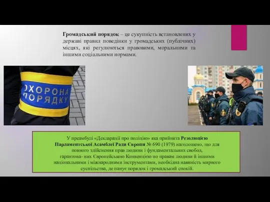 Громадський порядок – це сукупність встановлених у державі правил поведінки у