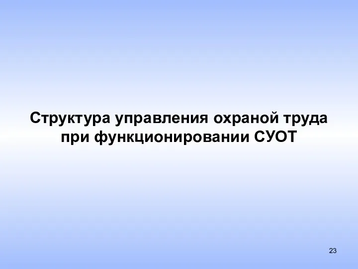 Структура управления охраной труда при функционировании СУОТ