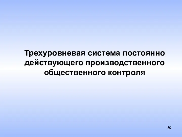 Трехуровневая система постоянно действующего производственного общественного контроля