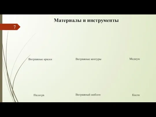 Витражные краски Витражные контуры Медиум Палитра Витражный шаблон Кисти Материалы и инструменты