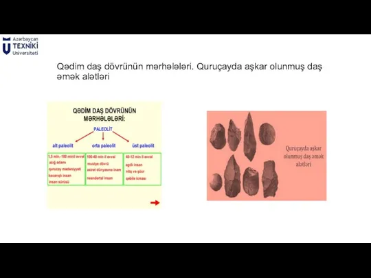 Qədim daş dövrünün mərhələləri. Quruçayda aşkar olunmuş daş əmək alətləri